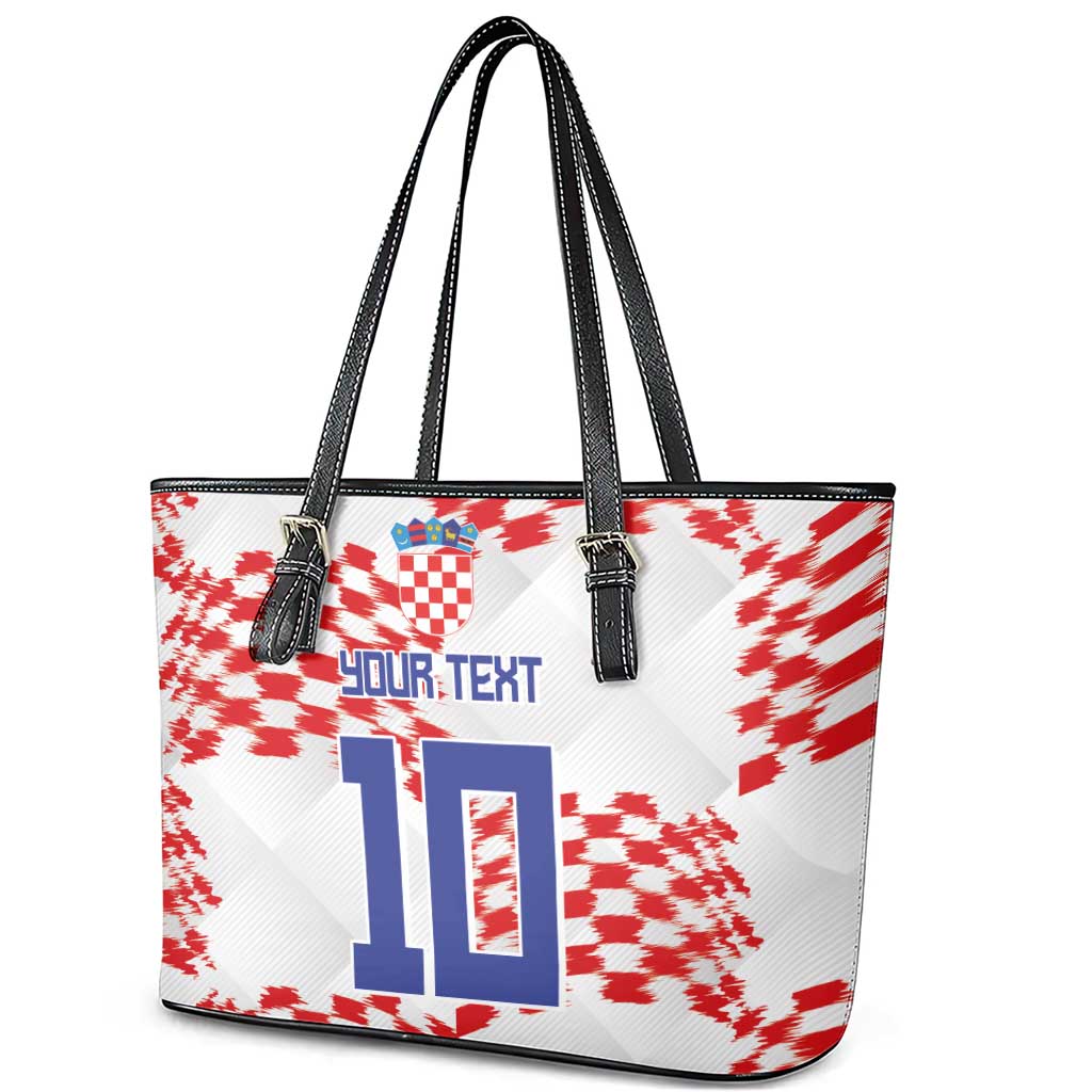 Custom Croatia Football Leather Tote Bag Kockasti-Grunge Checkers - Wonder Print Shop