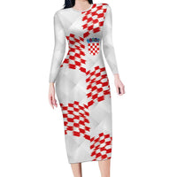 Custom Croatia Football Long Sleeve Bodycon Dress Kockasti-Grunge Checkers - Wonder Print Shop