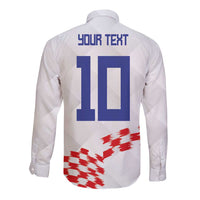Custom Croatia Football Long Sleeve Button Shirt Kockasti-Grunge Checkers - Wonder Print Shop