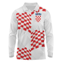 Custom Croatia Football Long Sleeve Polo Shirt Kockasti-Grunge Checkers - Wonder Print Shop
