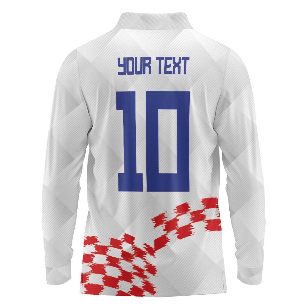 Custom Croatia Football Long Sleeve Polo Shirt Kockasti-Grunge Checkers - Wonder Print Shop