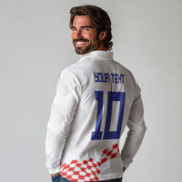 Custom Croatia Football Long Sleeve Polo Shirt Kockasti-Grunge Checkers - Wonder Print Shop