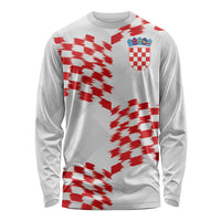 Custom Croatia Football Long Sleeve Shirt Kockasti-Grunge Checkers - Wonder Print Shop