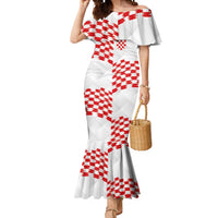 Custom Croatia Football Mermaid Dress Kockasti-Grunge Checkers - Wonder Print Shop