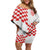 Custom Croatia Football Off Shoulder Short Dress Kockasti-Grunge Checkers - Wonder Print Shop