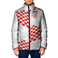 Custom Croatia Football Padded Jacket Kockasti-Grunge Checkers - Wonder Print Shop