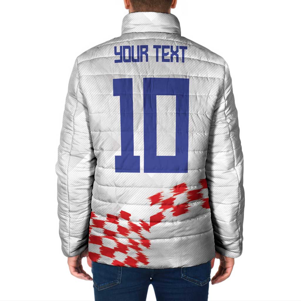 Custom Croatia Football Padded Jacket Kockasti-Grunge Checkers - Wonder Print Shop