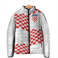 Custom Croatia Football Padded Jacket Kockasti-Grunge Checkers - Wonder Print Shop