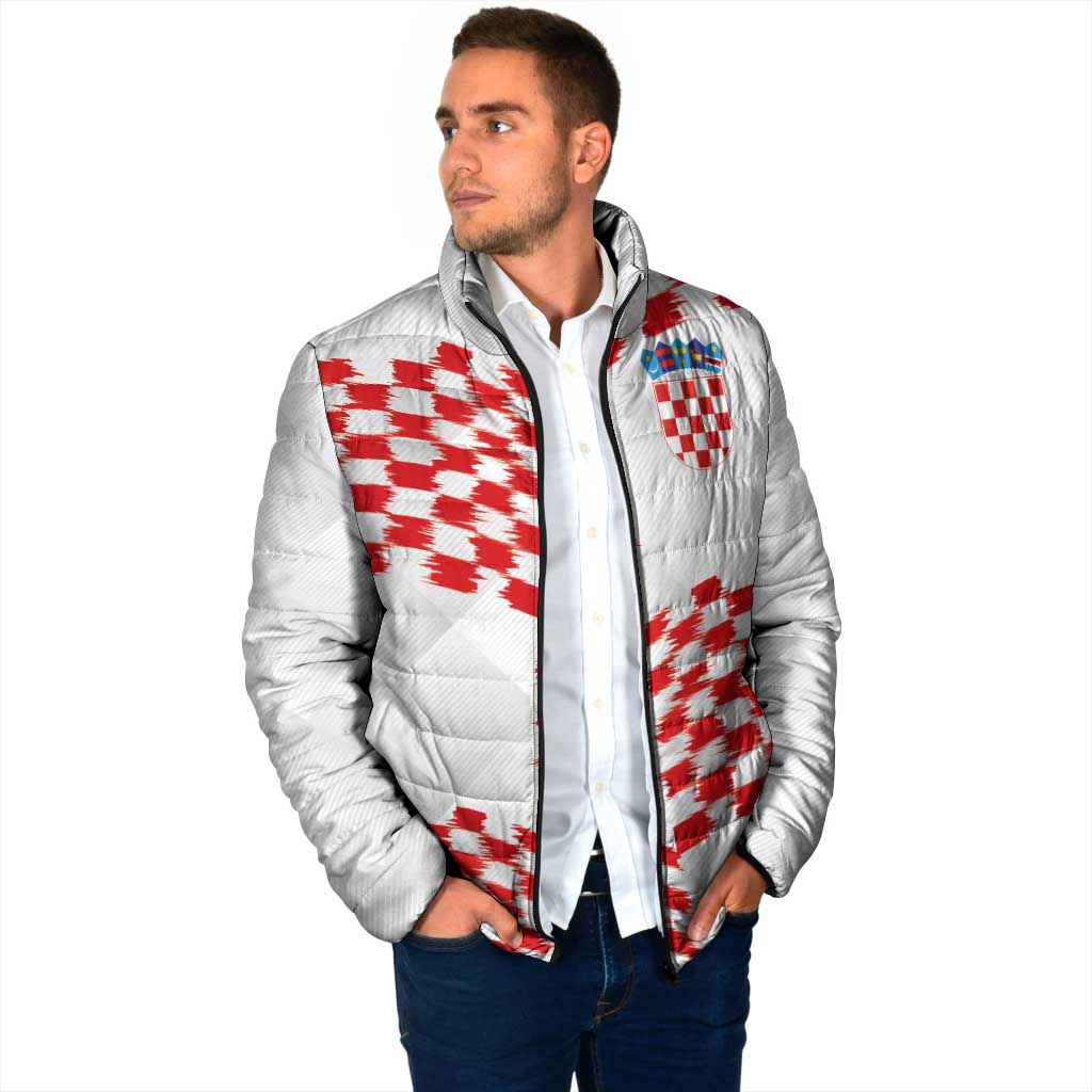 Custom Croatia Football Padded Jacket Kockasti-Grunge Checkers - Wonder Print Shop
