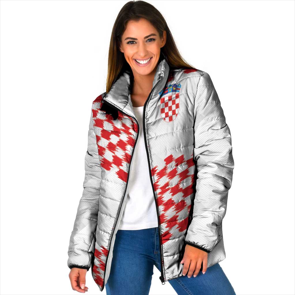 Custom Croatia Football Padded Jacket Kockasti-Grunge Checkers - Wonder Print Shop
