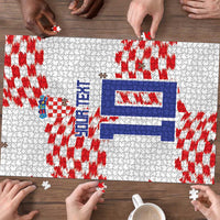 Custom Croatia Football Puzzle Kockasti-Grunge Checkers - Wonder Print Shop