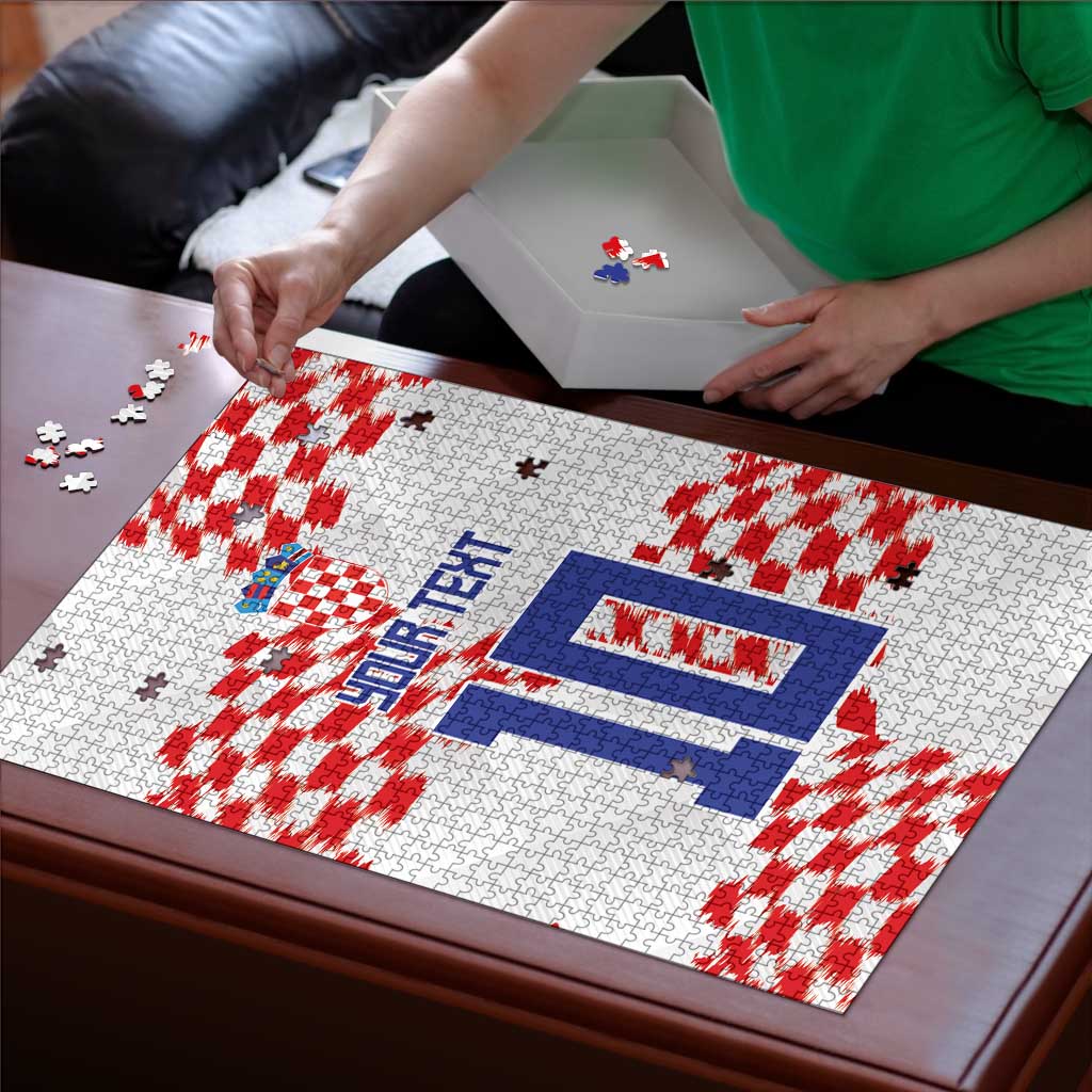 Custom Croatia Football Puzzle Kockasti-Grunge Checkers - Wonder Print Shop