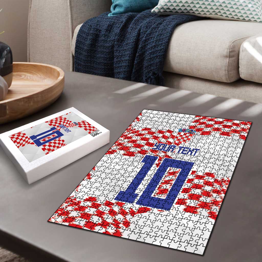 Custom Croatia Football Puzzle Kockasti-Grunge Checkers - Wonder Print Shop