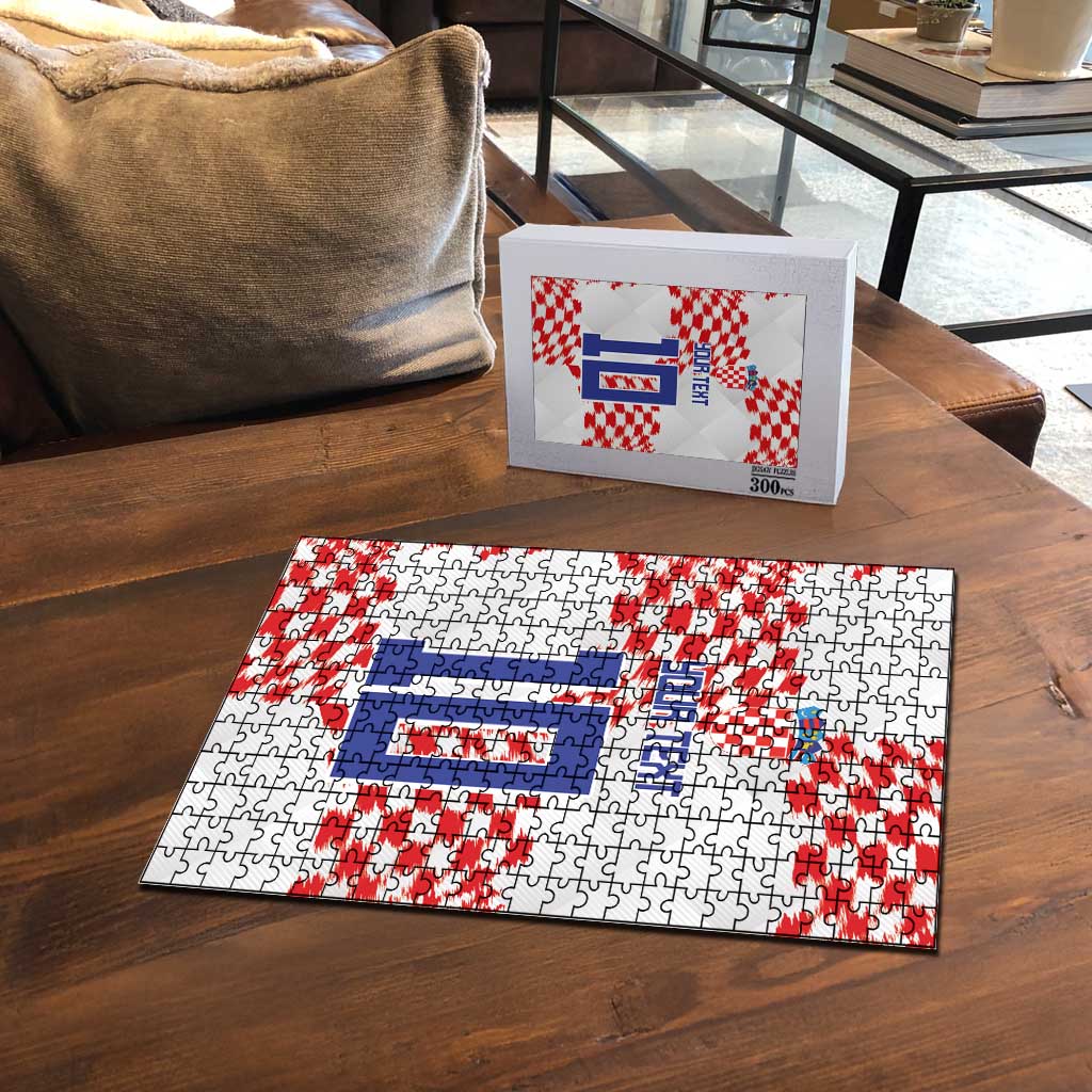 Custom Croatia Football Puzzle Kockasti-Grunge Checkers - Wonder Print Shop