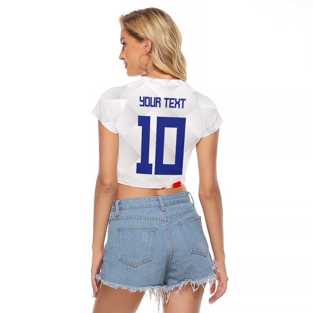 Custom Croatia Football Raglan Cropped T Shirt Kockasti-Grunge Checkers - Wonder Print Shop