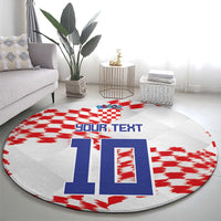 Custom Croatia Football Round Carpet Kockasti-Grunge Checkers - Wonder Print Shop