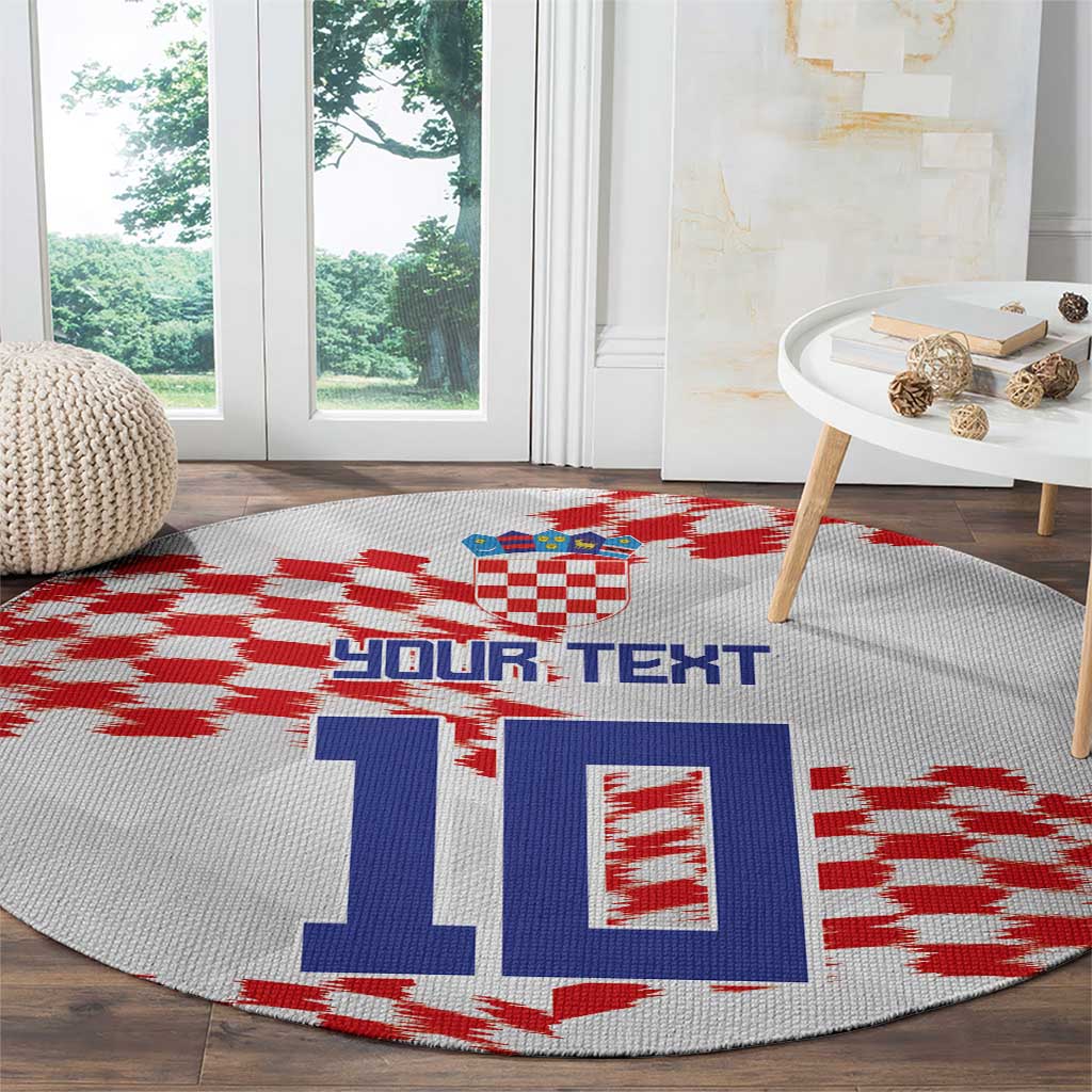 Custom Croatia Football Round Carpet Kockasti-Grunge Checkers - Wonder Print Shop