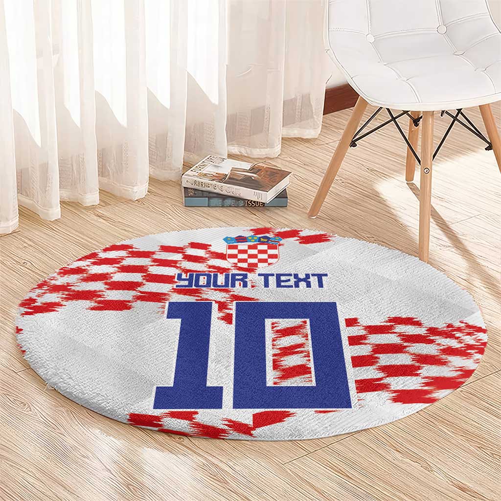 Custom Croatia Football Round Carpet Kockasti-Grunge Checkers - Wonder Print Shop