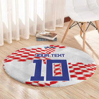 Custom Croatia Football Round Carpet Kockasti-Grunge Checkers - Wonder Print Shop