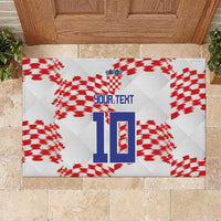 Custom Croatia Football Rubber Doormat Kockasti-Grunge Checkers - Wonder Print Shop