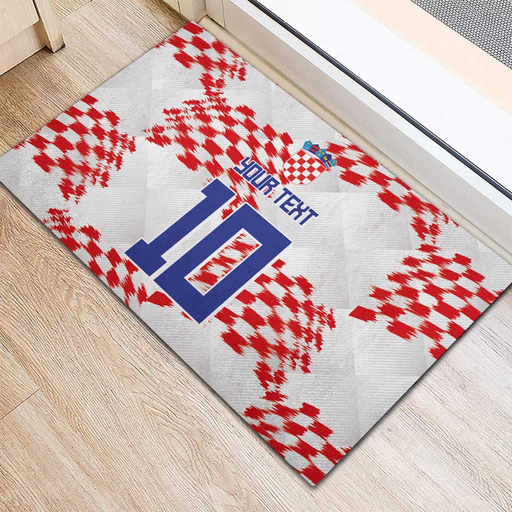 Custom Croatia Football Rubber Doormat Kockasti-Grunge Checkers - Wonder Print Shop
