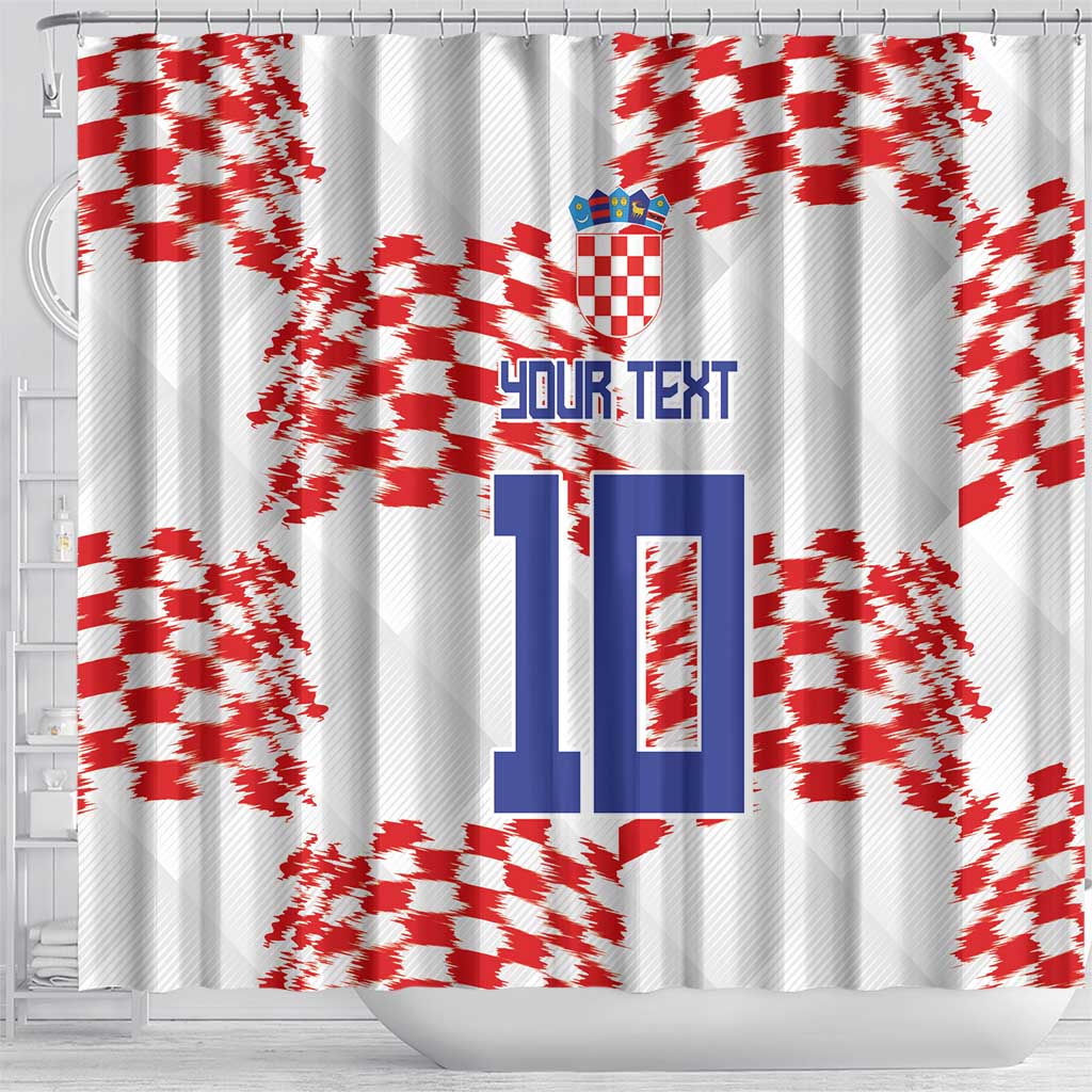 Custom Croatia Football Shower Curtain Kockasti-Grunge Checkers - Wonder Print Shop