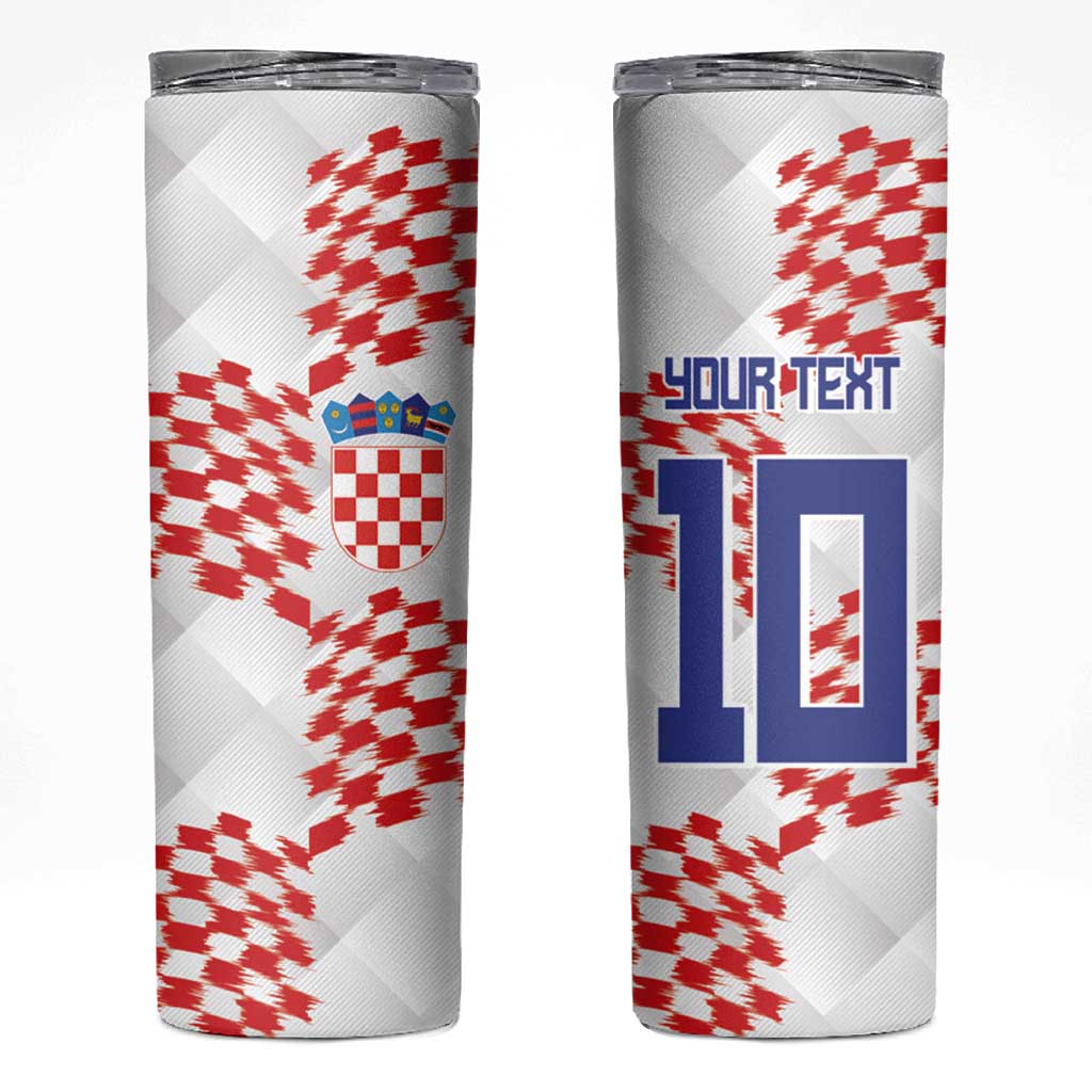 Custom Croatia Football Skinny Tumbler Kockasti-Grunge Checkers - Wonder Print Shop