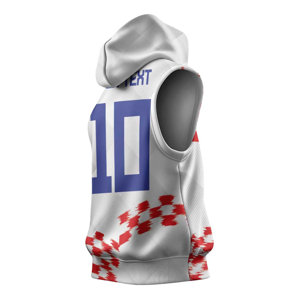Custom Croatia Football Sleeveless Hoodie Kockasti-Grunge Checkers - Wonder Print Shop