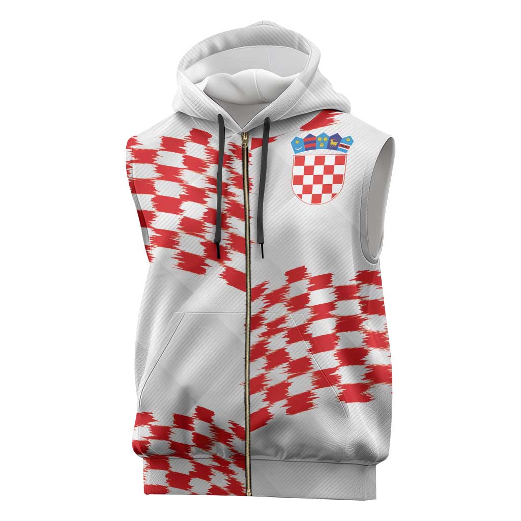 Custom Croatia Football Sleeveless Zip Hoodie Kockasti-Grunge Checkers - Wonder Print Shop