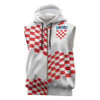 Custom Croatia Football Sleeveless Zip Hoodie Kockasti-Grunge Checkers - Wonder Print Shop