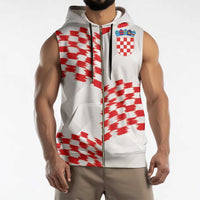 Custom Croatia Football Sleeveless Zip Hoodie Kockasti-Grunge Checkers - Wonder Print Shop