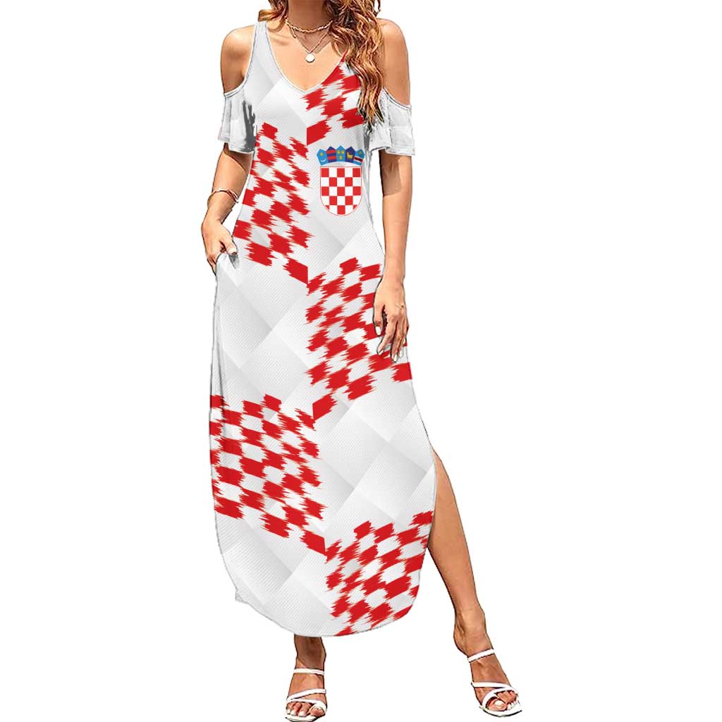 Custom Croatia Football Summer Maxi Dress Kockasti-Grunge Checkers - Wonder Print Shop