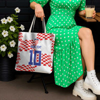 Custom Croatia Football Tote Bag Kockasti-Grunge Checkers - Wonder Print Shop