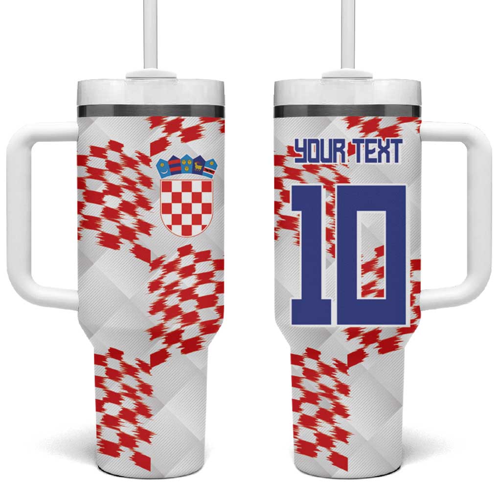 Custom Croatia Football Tumbler With Handle Kockasti-Grunge Checkers - Wonder Print Shop