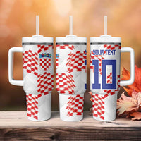 Custom Croatia Football Tumbler With Handle Kockasti-Grunge Checkers - Wonder Print Shop