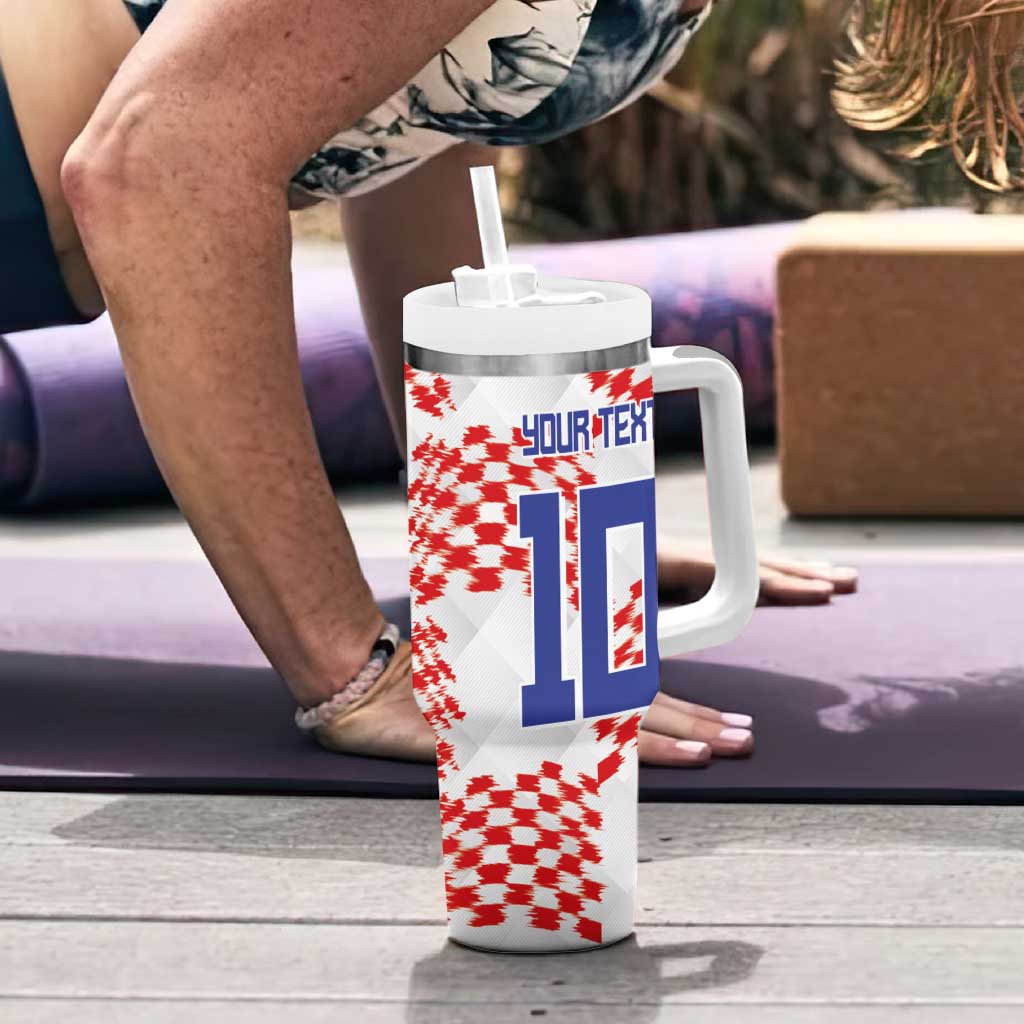 Custom Croatia Football Tumbler With Handle Kockasti-Grunge Checkers - Wonder Print Shop