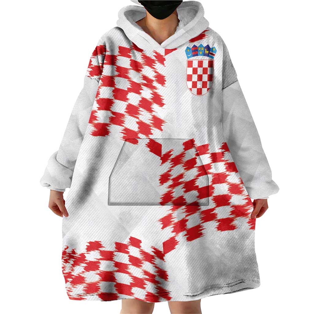Custom Croatia Football Wearable Blanket Hoodie Kockasti-Grunge Checkers - Wonder Print Shop