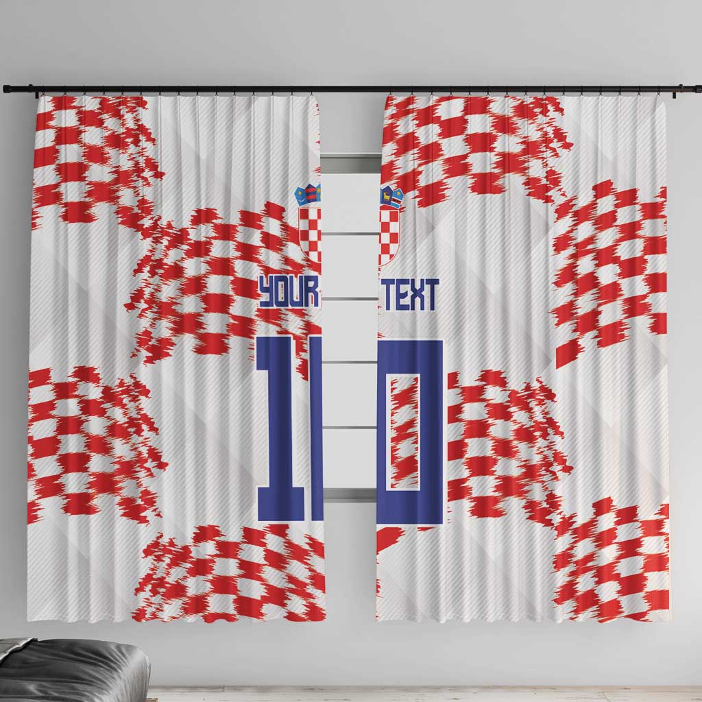 Custom Croatia Football Window Curtain Kockasti-Grunge Checkers - Wonder Print Shop