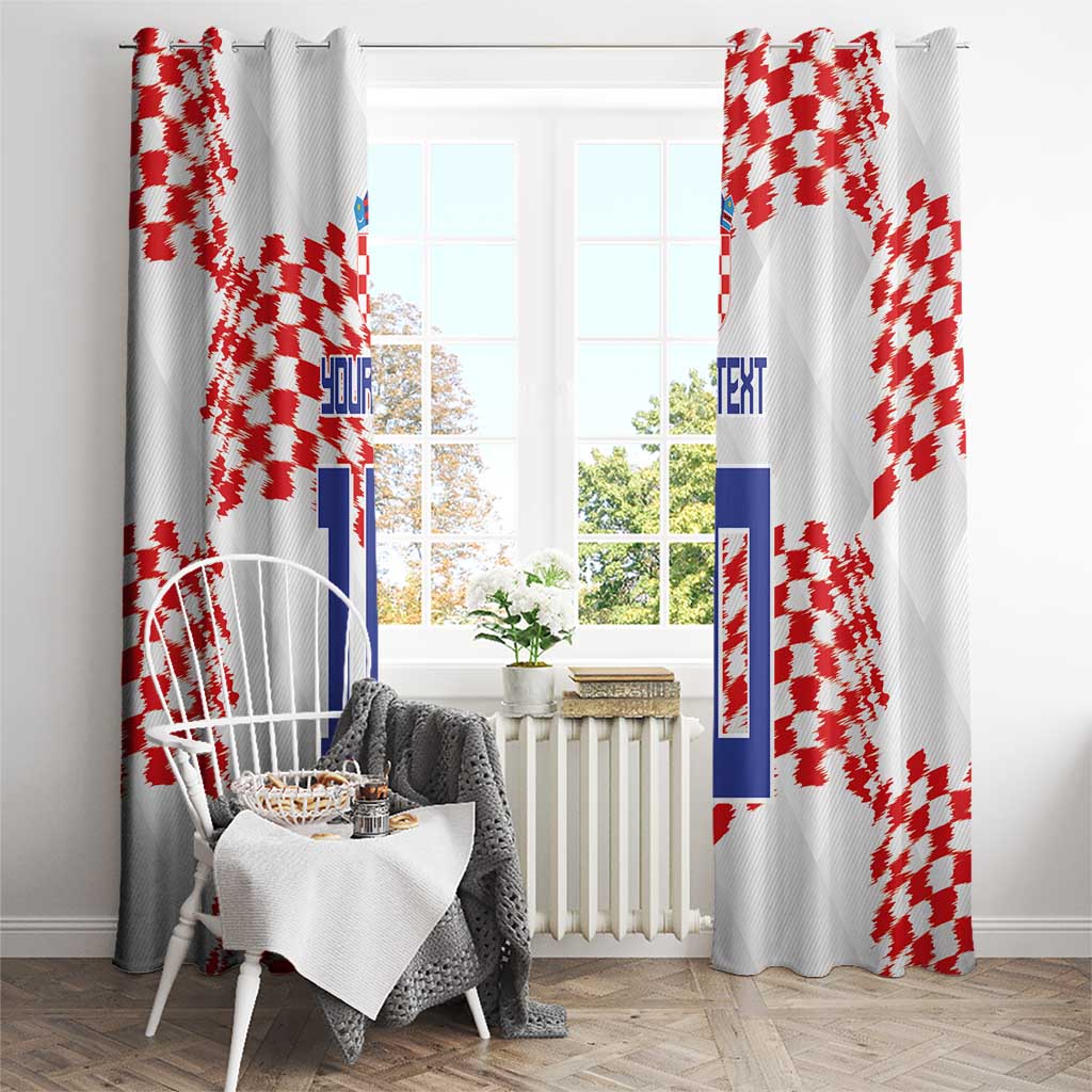 Custom Croatia Football Window Curtain Kockasti-Grunge Checkers - Wonder Print Shop