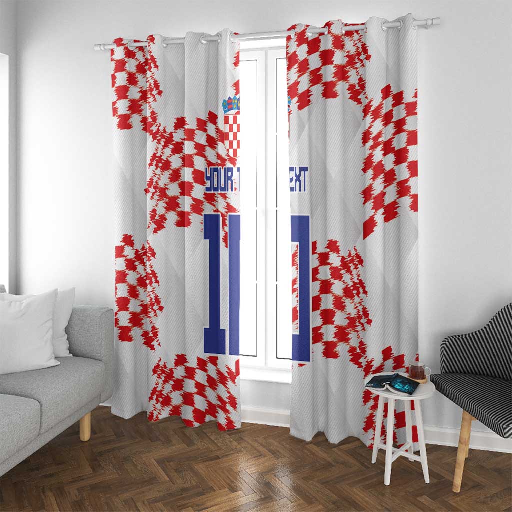 Custom Croatia Football Window Curtain Kockasti-Grunge Checkers - Wonder Print Shop