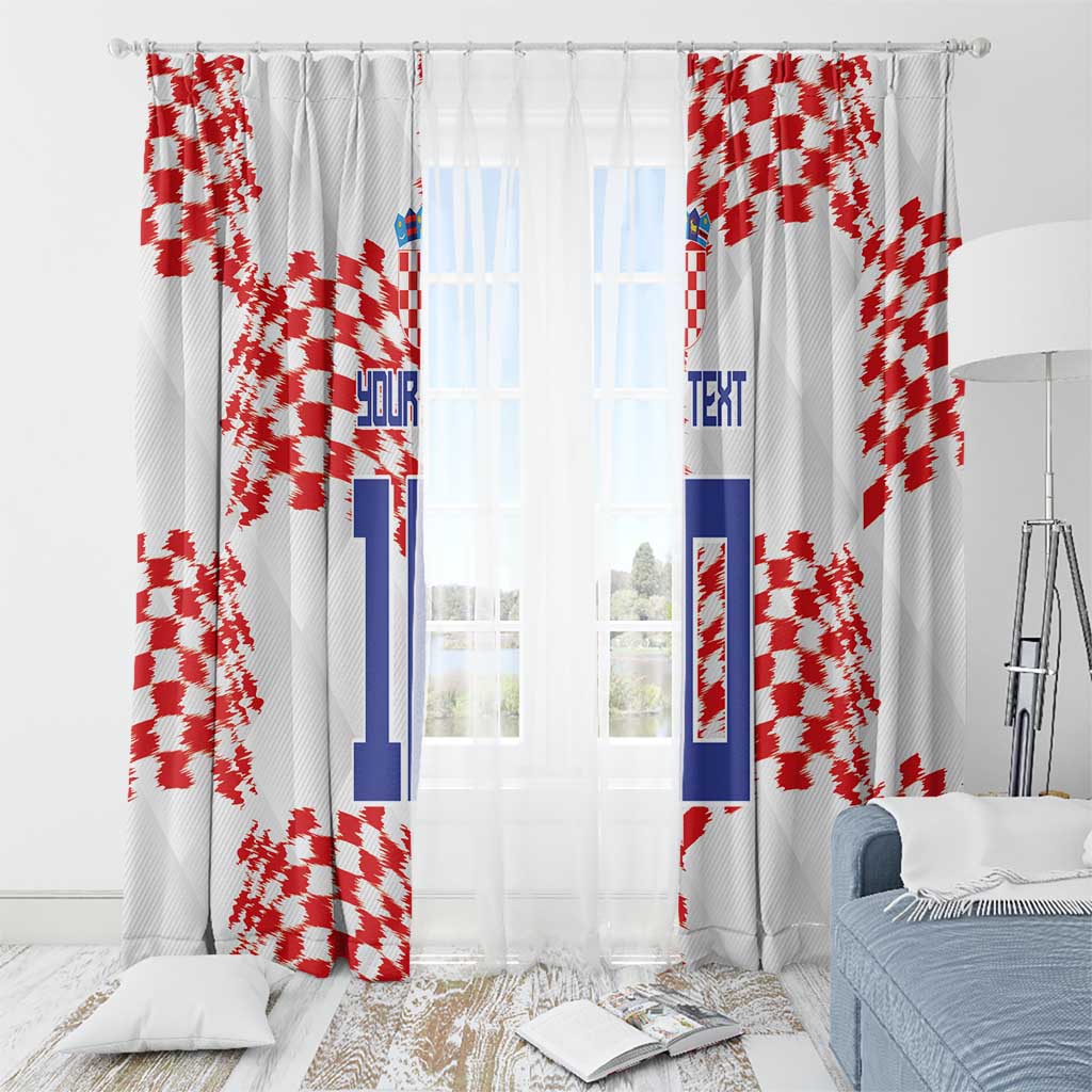 Custom Croatia Football Window Curtain Kockasti-Grunge Checkers - Wonder Print Shop