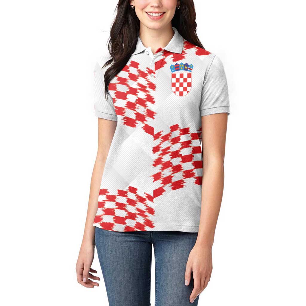 Custom Croatia Football Women Polo Shirt Kockasti-Grunge Checkers - Wonder Print Shop
