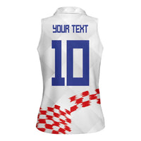 Custom Croatia Football Women Sleeveless Polo Shirt Kockasti-Grunge Checkers - Wonder Print Shop