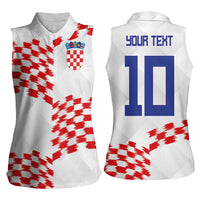 Custom Croatia Football Women Sleeveless Polo Shirt Kockasti-Grunge Checkers - Wonder Print Shop