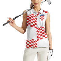 Custom Croatia Football Women Sleeveless Polo Shirt Kockasti-Grunge Checkers - Wonder Print Shop