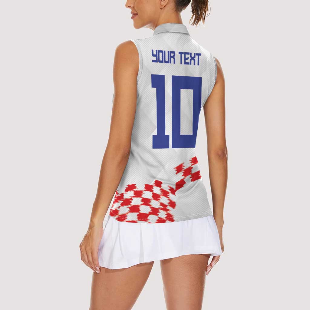 Custom Croatia Football Women Sleeveless Polo Shirt Kockasti-Grunge Checkers - Wonder Print Shop
