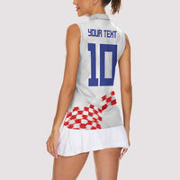 Custom Croatia Football Women Sleeveless Polo Shirt Kockasti-Grunge Checkers - Wonder Print Shop