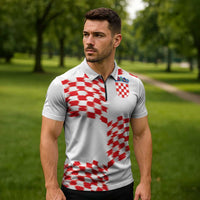 Custom Croatia Football Zipper Polo Shirt Kockasti-Grunge Checkers - Wonder Print Shop
