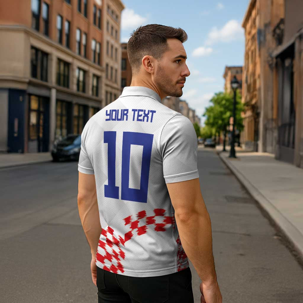 Custom Croatia Football Zipper Polo Shirt Kockasti-Grunge Checkers - Wonder Print Shop