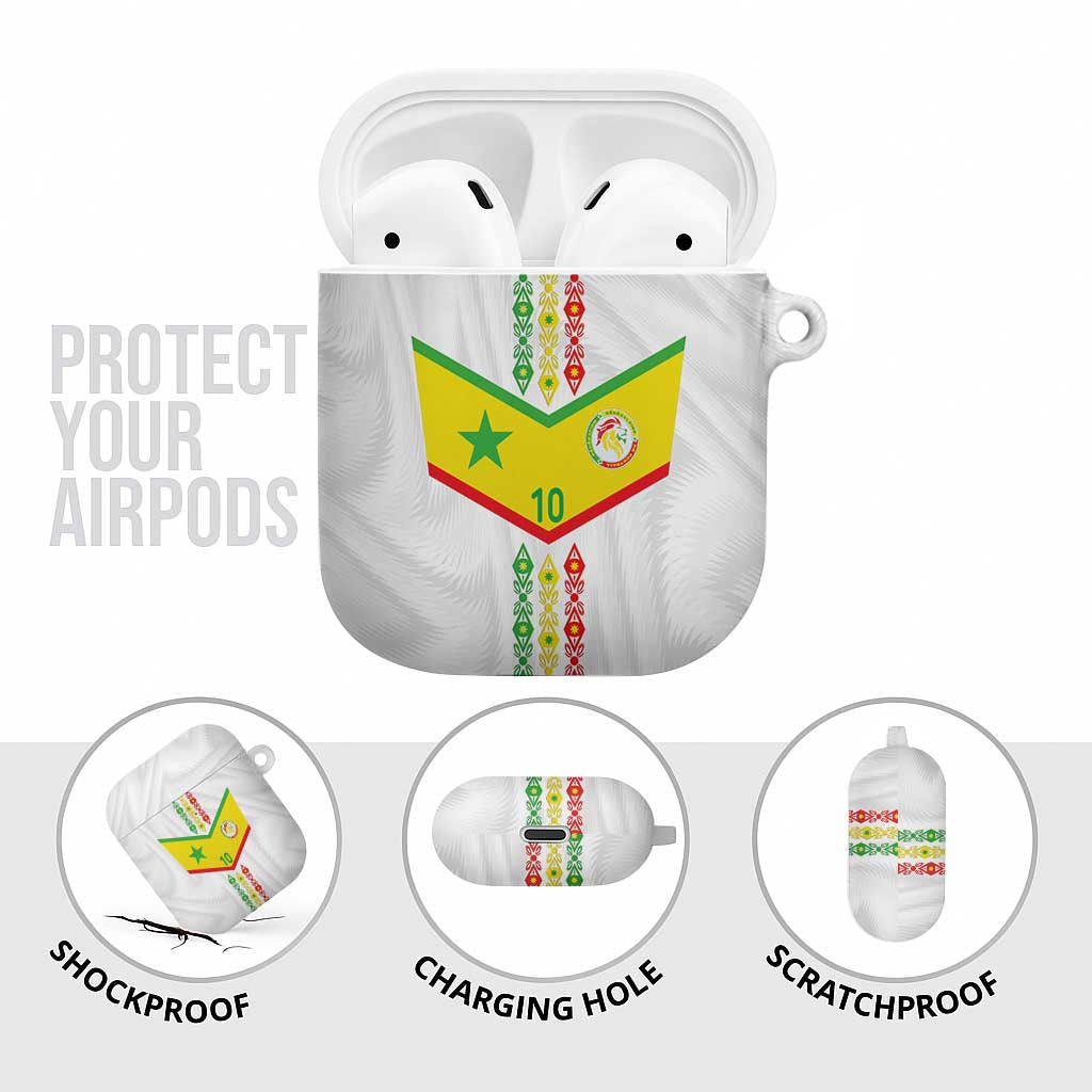Custom Senegal Football AirPods Case Tricolor Traditional Patterns Sporty Style - Wonder Print Shop